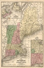 New England Map By Samuel Augustus Mitchell