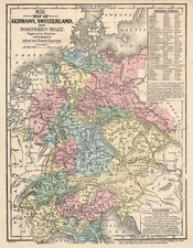 Europe, Switzerland, Poland, Italy and Germany Map By Samuel Augustus Mitchell