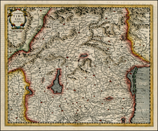 Switzerland and Italy Map By Jodocus Hondius - Michael Mercator