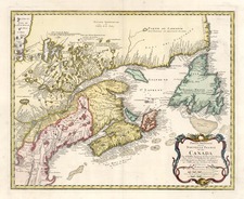 New England and Canada Map By Homann Heirs / Jacques Nicolas Bellin