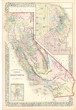 California Map By Samuel Augustus Mitchell Jr.