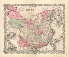 Asia, China and Korea Map By Joseph Hutchins Colton