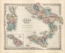 Europe, Italy, Mediterranean and Balearic Islands Map By Joseph Hutchins Colton