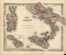 Europe, Italy, Mediterranean and Balearic Islands Map By Joseph Hutchins Colton