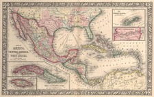 Southwest, Mexico and Caribbean Map By Samuel Augustus Mitchell Jr.