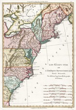 New England and Mid-Atlantic Map By Rigobert Bonne
