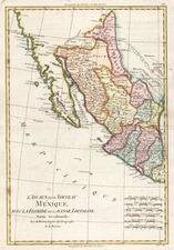 Texas, Southwest, Mexico and Baja California Map By Rigobert Bonne