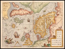 World, Atlantic Ocean, Europe, British Isles, Scandinavia and Balearic Islands Map By Abraham Ortelius