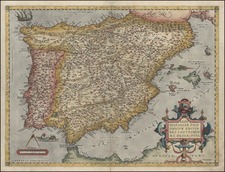 Europe, Spain and Portugal Map By Abraham Ortelius