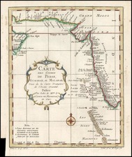 Asia, India and Middle East Map By Jacques Nicolas Bellin