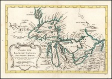 Midwest and Canada Map By Jacques Nicolas Bellin