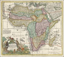 Africa and Africa Map By Matthaus Seutter