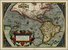 World, Western Hemisphere, South America and America Map By Abraham Ortelius