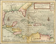 South, Southeast, Caribbean and Central America Map By Herman Moll