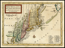 New England and Mid-Atlantic Map By Herman Moll