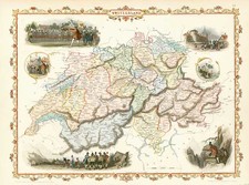 Europe and Switzerland Map By John Tallis
