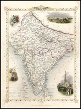 Asia and India Map By John Tallis