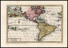 South America and America Map By Pieter van der Aa