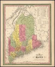 New England Map By Samuel Augustus Mitchell