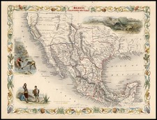 Texas, Southwest, Rocky Mountains and California Map By John Tallis