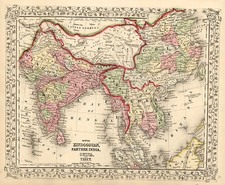 Asia, China, India, Southeast Asia and Central Asia & Caucasus Map By Samuel Augustus Mitchell Jr.