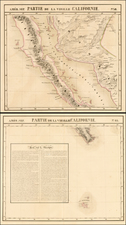 Mexico, Baja California and California Map By Philippe Marie Vandermaelen