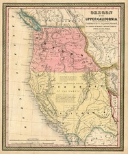 Southwest, Rocky Mountains and California Map By Samuel Augustus Mitchell