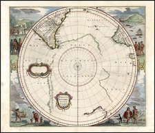 World, Polar Maps, Australia & Oceania, Pacific, Australia and New Zealand Map By Henricus Hondius