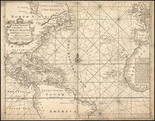 World, Atlantic Ocean, Southeast, North America and Caribbean Map By William Mount  &  Thomas Page