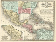 Mexico, Caribbean, Central America and South America Map By Samuel Augustus Mitchell Jr.