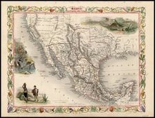 Texas, Southwest, Rocky Mountains and California Map By John Tallis