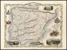 Europe, Spain and Portugal Map By John Tallis