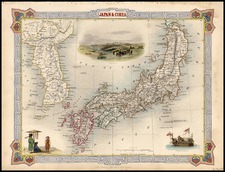 Asia, Japan and Korea Map By John Tallis