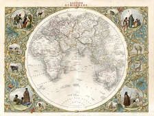 World, World and Eastern Hemisphere Map By John Tallis