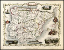 Europe, Spain and Portugal Map By John Tallis