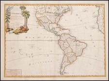 South America and America Map By Paolo Santini / Giovanni Antonio Remondini