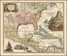 South, Southeast, Texas and Midwest Map By Johann Baptist Homann