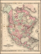 North America Map By Benjamin P Ward  &  Alvin Jewett Johnson