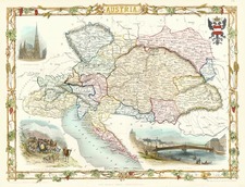 Europe and Austria Map By John Tallis