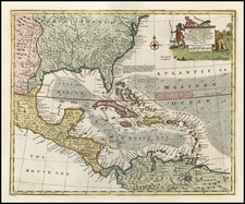 South, Southeast, Caribbean and Central America Map By Emanuel Bowen