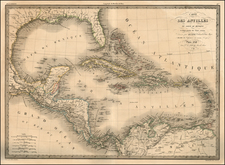 Southeast, Texas, Caribbean and Central America Map By Alexandre Emile Lapie