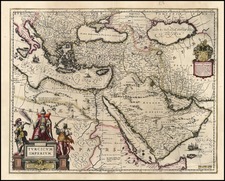 Europe, Turkey, Mediterranean, Asia, Middle East and Turkey & Asia Minor Map By Willem Janszoon Blaeu