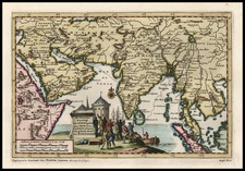 Asia, India, Southeast Asia and Middle East Map By Pieter van der Aa