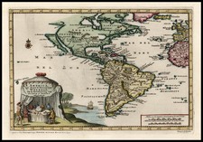 South America and America Map By Pieter van der Aa