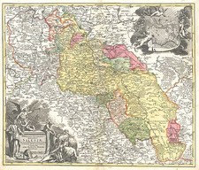 Europe, Poland, Czech Republic & Slovakia and Germany Map By Johann Baptist Homann