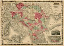 Hungary, Balkans, Turkey and Greece Map By Benjamin P Ward  &  Alvin Jewett Johnson