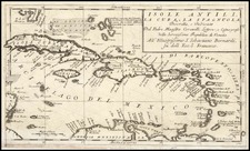 Caribbean Map By Vincenzo Maria Coronelli