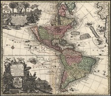 World, Western Hemisphere, South America and America Map By Matthaus Seutter