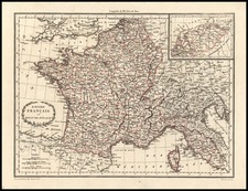 Europe, France and Italy Map By Conrad Malte-Brun