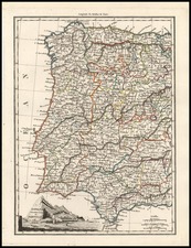 Europe, Spain and Portugal Map By Conrad Malte-Brun